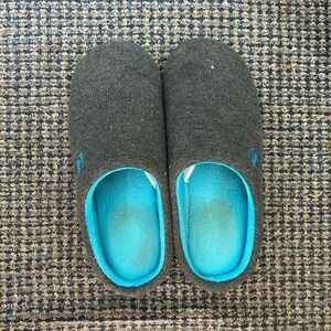 Grey Slippers with Blue Interior